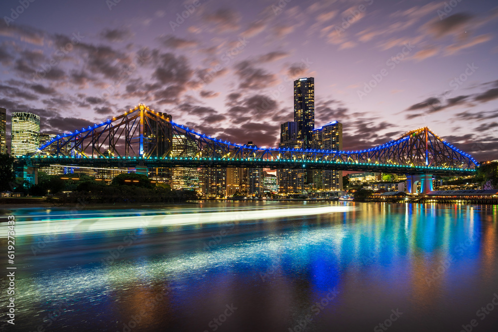 Story Bridge at dusk. Brisbane, Australia.