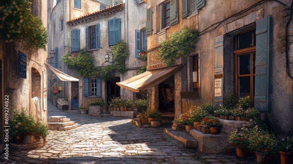 art beautiful old town of Provence. Beautiful old street