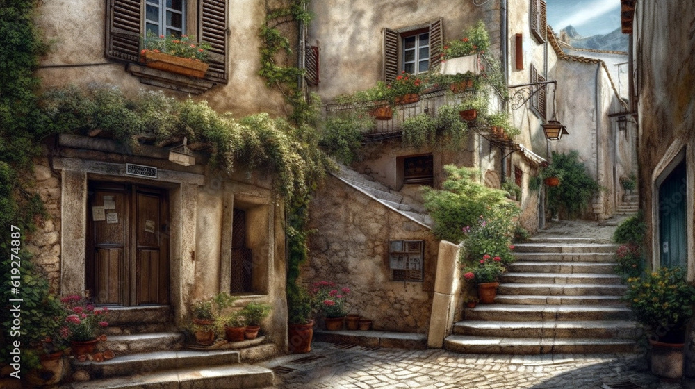 Beautiful old street. art beautiful old town of Provence