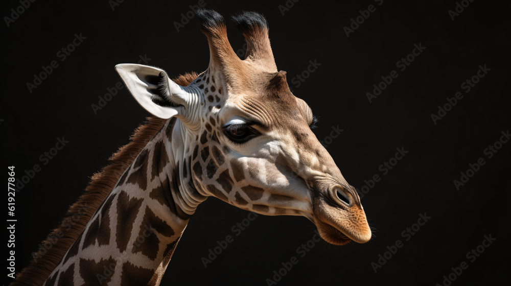 Obraz premium giraffe head close up animal wildlife neck mammal generative ai 