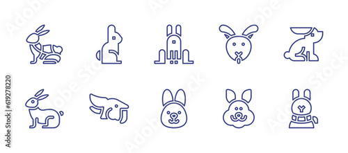 Rabbit line icon set. Editable stroke. Vector illustration. Containing rabbit, magic hat.