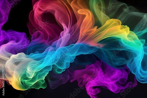 Vibrant Rainbow-Hued Smoke Swirl in the Air