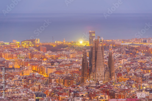 Downtown Barcelona city skyline, cityscpae of Spain