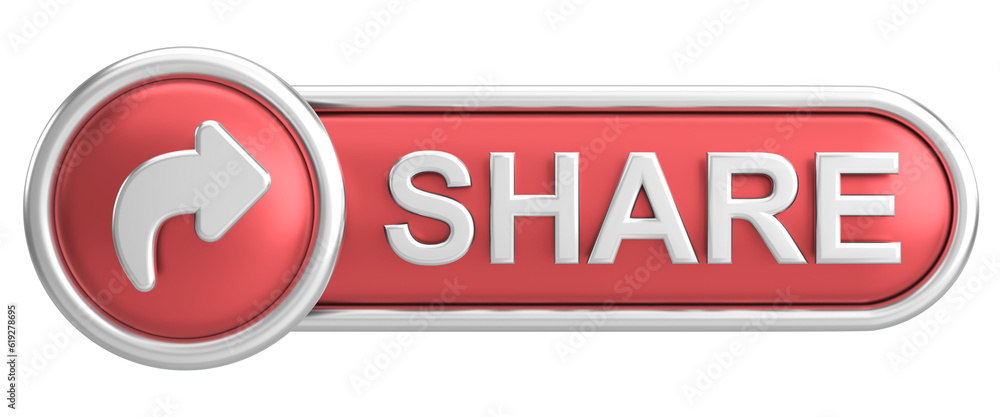 Share button. Share icon. 3D illustration. Share button. Share icon. 3D illustration.