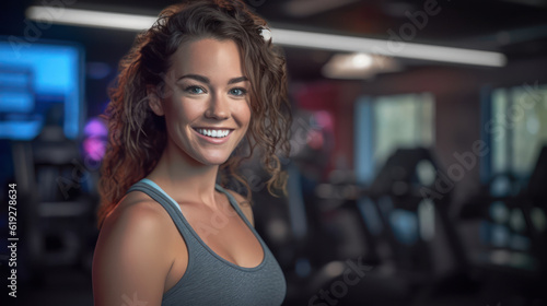 Smiling 30 year old woman at the gym © tashechka