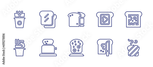 Toast line icon set. Editable stroke. Vector illustration. Containing cup toast, toast, french toast.