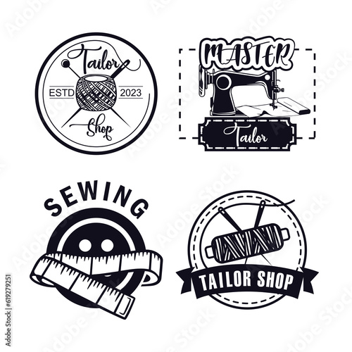 Sewing logo template. Retro tailor logo bundle.