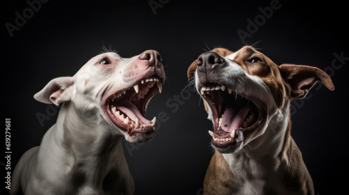 Two angry and aggressive dogs  © tashechka