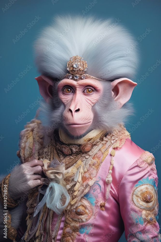 Anthropomorphic monkey prince, retro style