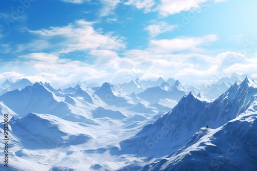 A mountain range covered in snow © Postproduction