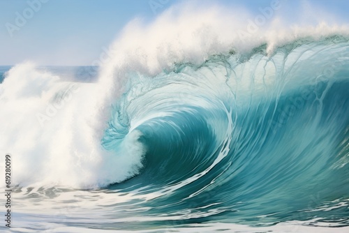 A close-up of a wave crashing against the shore
