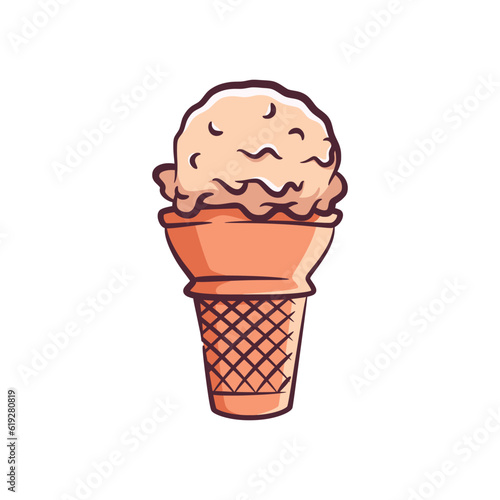 Ice cream cone vector illustration with color