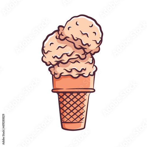 Ice cream cone vector illustration with color