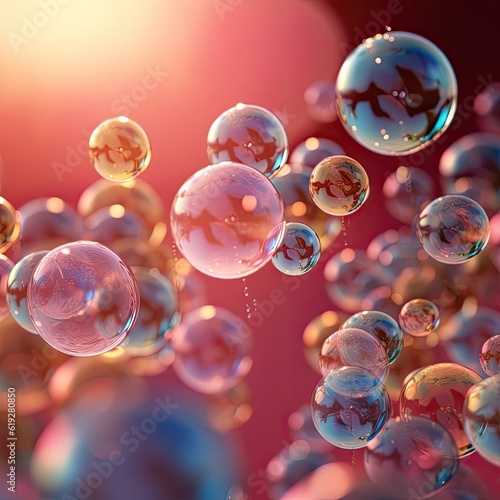 Transparent bubbles floating in the air creating a dreamy and ethereal atmosphere 