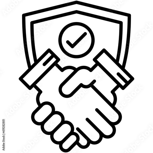 Commitment Icon. Trust Handshake Partnership Symbol Stock Illustration. Vector Line Icons For UI Web Design And Presentation