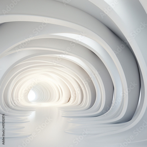 White Abstract Architecture Background. Technology Future Futuristic Building circular with Generative Ai.