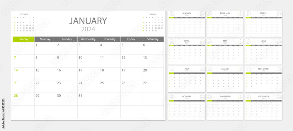 Calendar 2024 week start Sunday corporate design planner template. Calendar planner 2024. Calendar 2024 week start Sunday corporate design planner template. Calendar planner 2024.