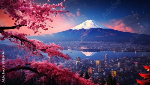 autumn seasons, mountains, and lakes in Japan