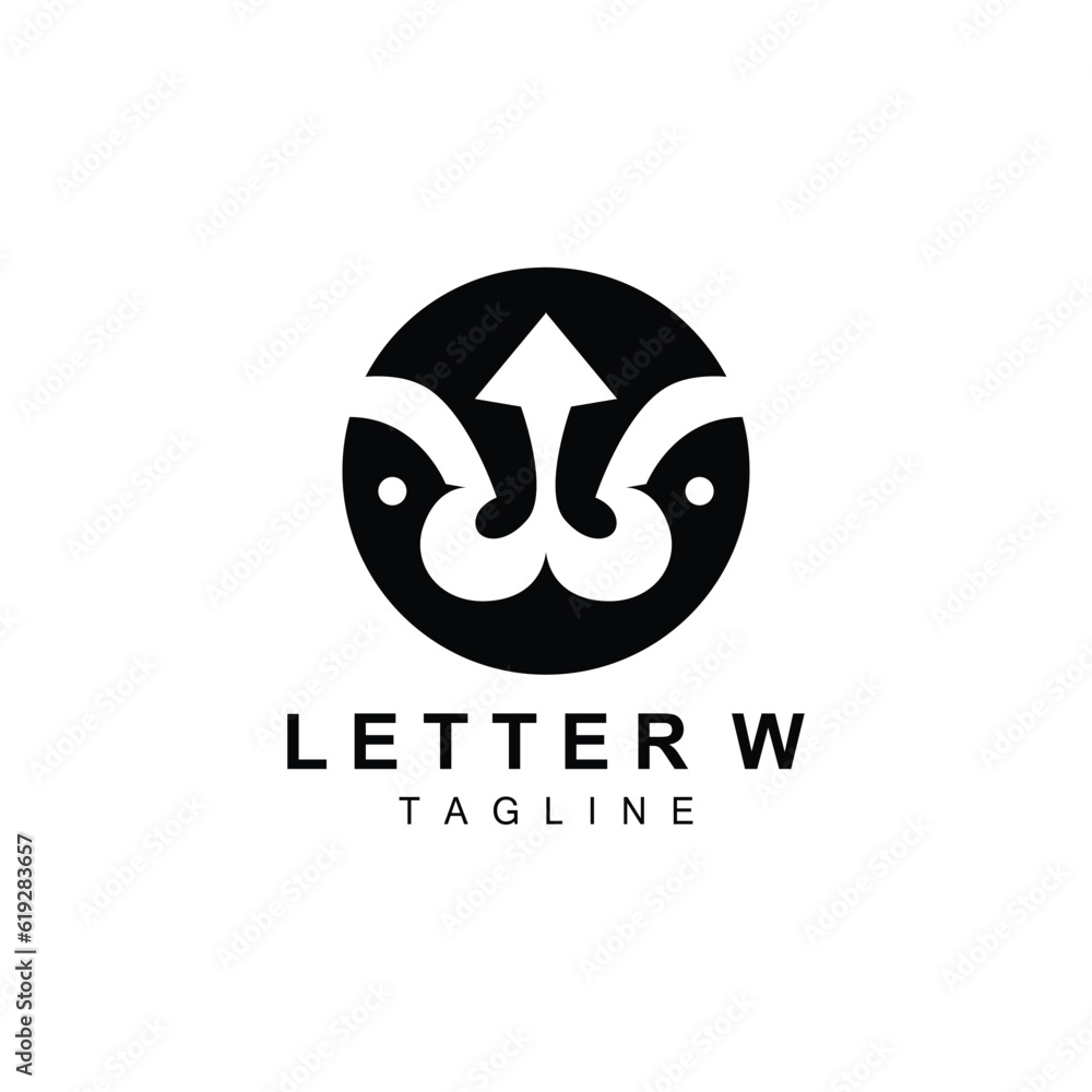 Obraz premium W Letter Logo, Alphabet Initial Vector, Simple Logotype Design, Icon Symbol Template Illustration