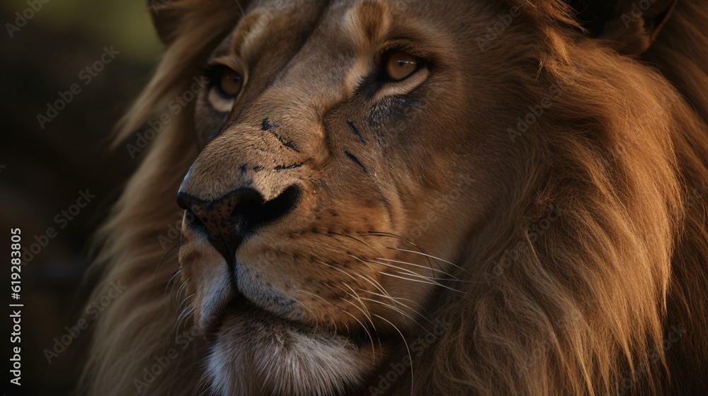 Naklejka premium close up portrait of a lion generative ai