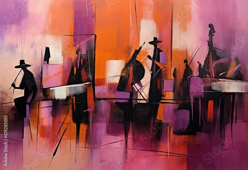 Ilustration with musicians in colorful abstract style