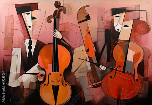 Ilustration with musicians in colorful abstract style