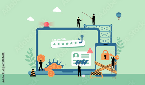 Cyber crime ( Internet security ) vector banner illustration