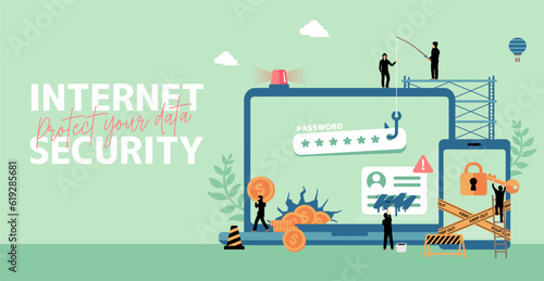 Cyber crime ( Internet security ) vector banner illustration