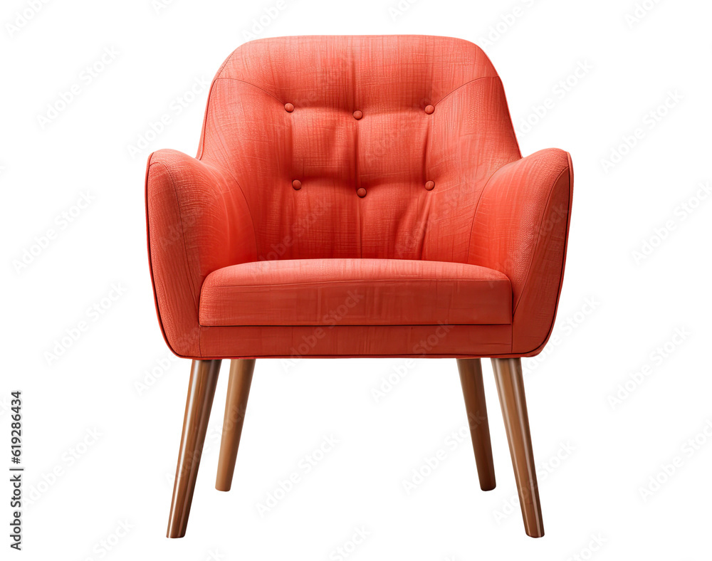 Red armchair isolated on transparent background, Generative AI Red armchair isolated on transparent background, Generative AI