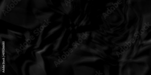 Dark Black facbric paper backdrop crumpled texture. dark black textured crumpled black paper background. panorama black paper texture background, crumpled pattern. 