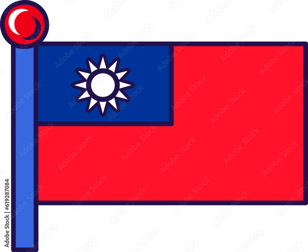 Obraz premium Taiwan country nation flag on flagpole vector