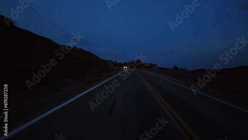 Driving Plate Utah Desert Highway 163 Southbound Evening Multicam Set 06 Rear View Southwest USA photo