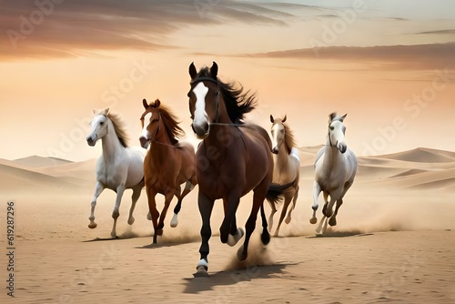 horses on the beach generate with AI tool