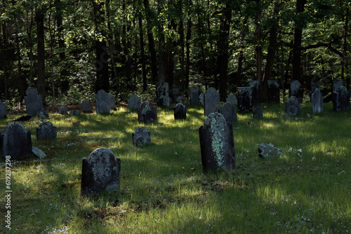grave in the cemetery in autumn