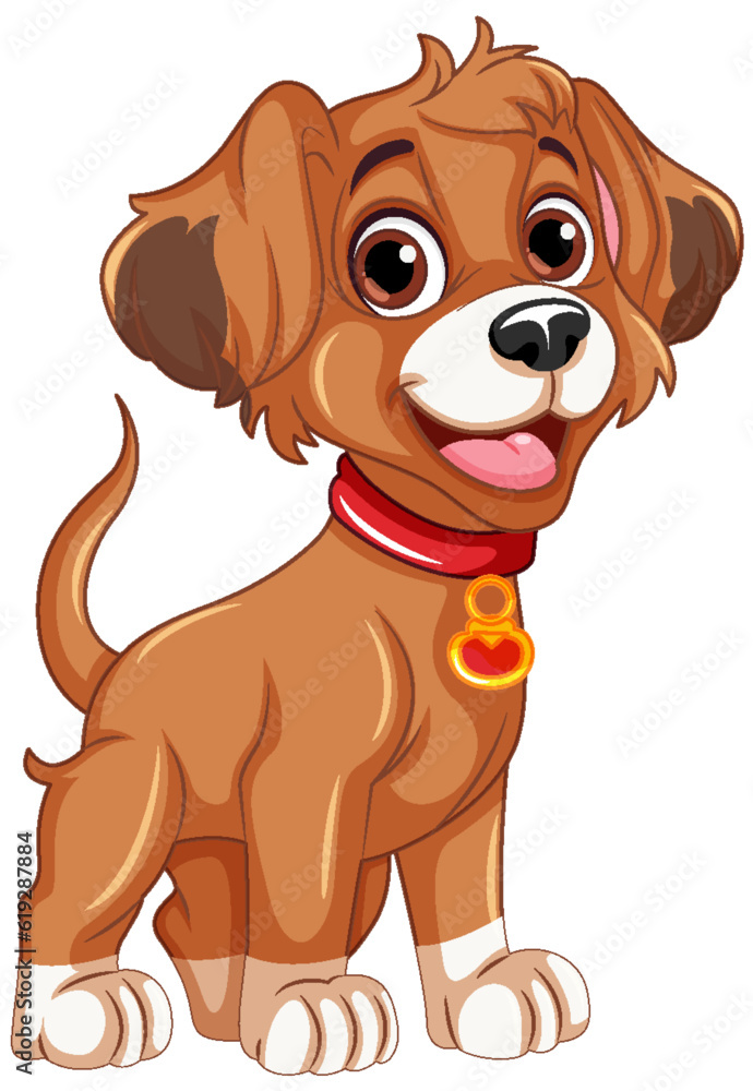 Cheerful Dog Standing Cartoon Character