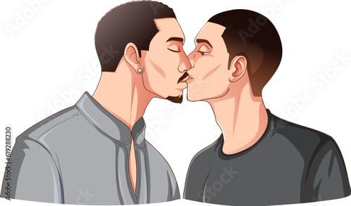 LGBTQ gay couple kissing each other