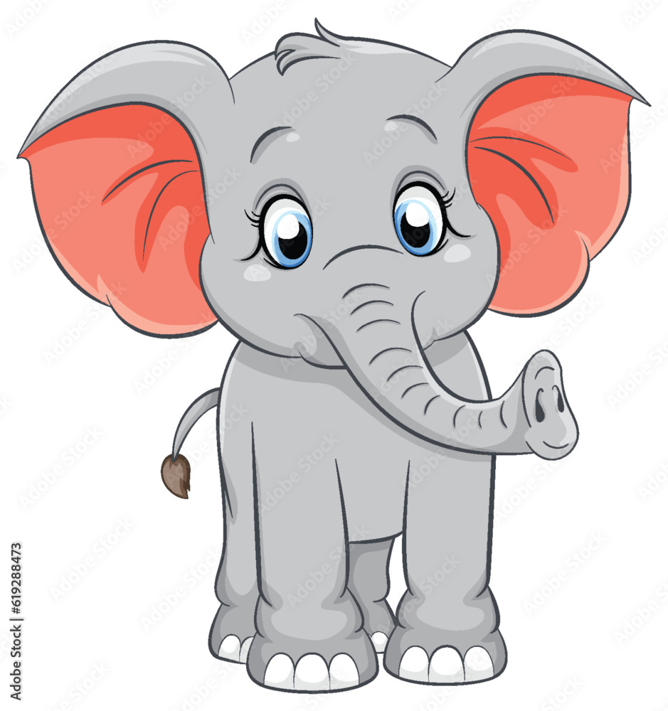 Fototapeta premium Cute simple elephant cartoon isolated