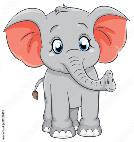 Cute simple elephant cartoon isolated