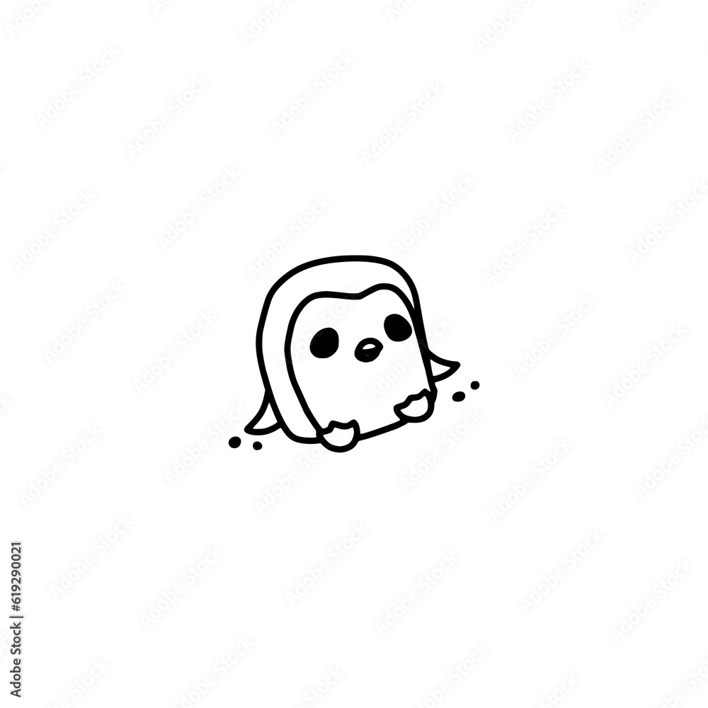 Cute simple penguin in hand drawn doodle style isolated on white background Cute simple penguin in hand drawn doodle style isolated on white background