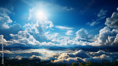 Beautiful blue sky cloudsfor background. Panorama of sky