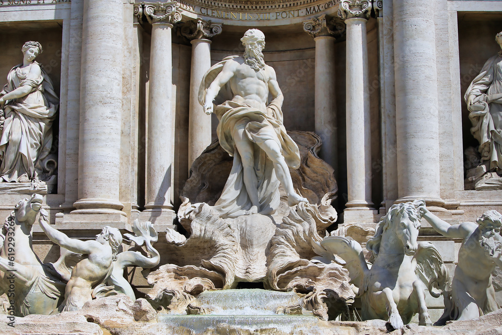 Beautiful statue of Trevi Fountain in Rome, June 10 2022