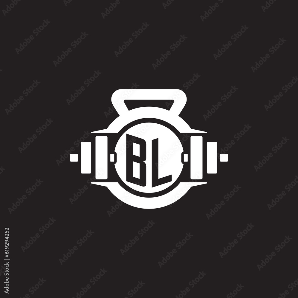 Initial BL logo design ideas with simple dumbbell and kettlebell icon ...
