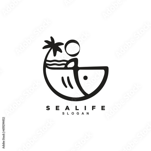Abstract seafood fish logo design for your brand or business