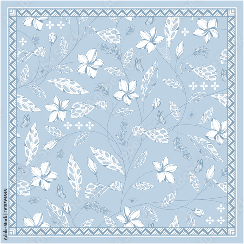 vintage blue floral scarves hijab design
