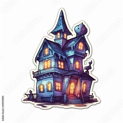 Haunted halloween house for halloween isolated on white, Generative ai © Deep Ai Generation