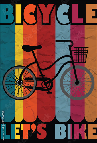 old bicycle with Antique Retro color Background. vector