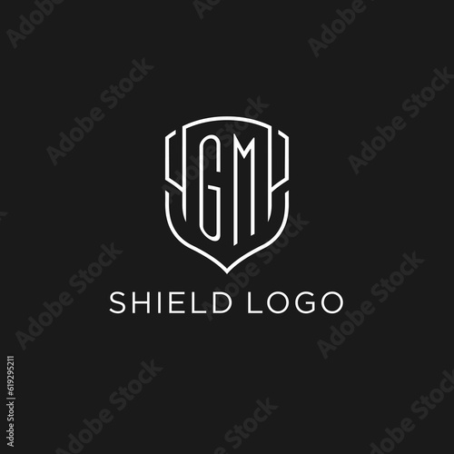 Initial GM logo monoline shield icon shape with luxury style