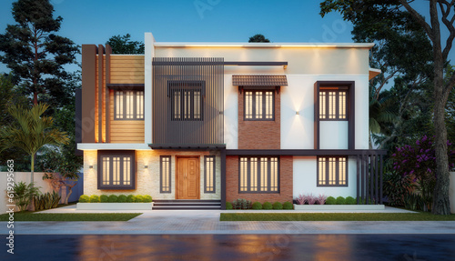 3d illustration of a newly built luxury home