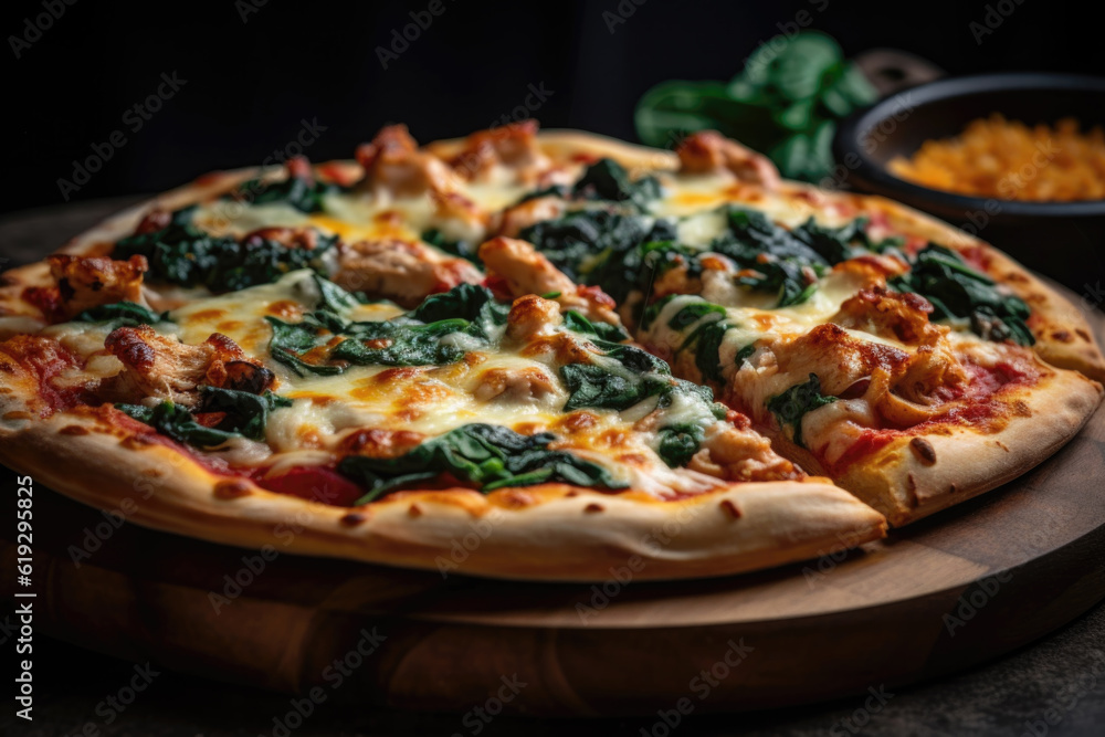 Scrumptious Cheese Pizza with Fresh Basil - Mouthwatering Food Generative AI