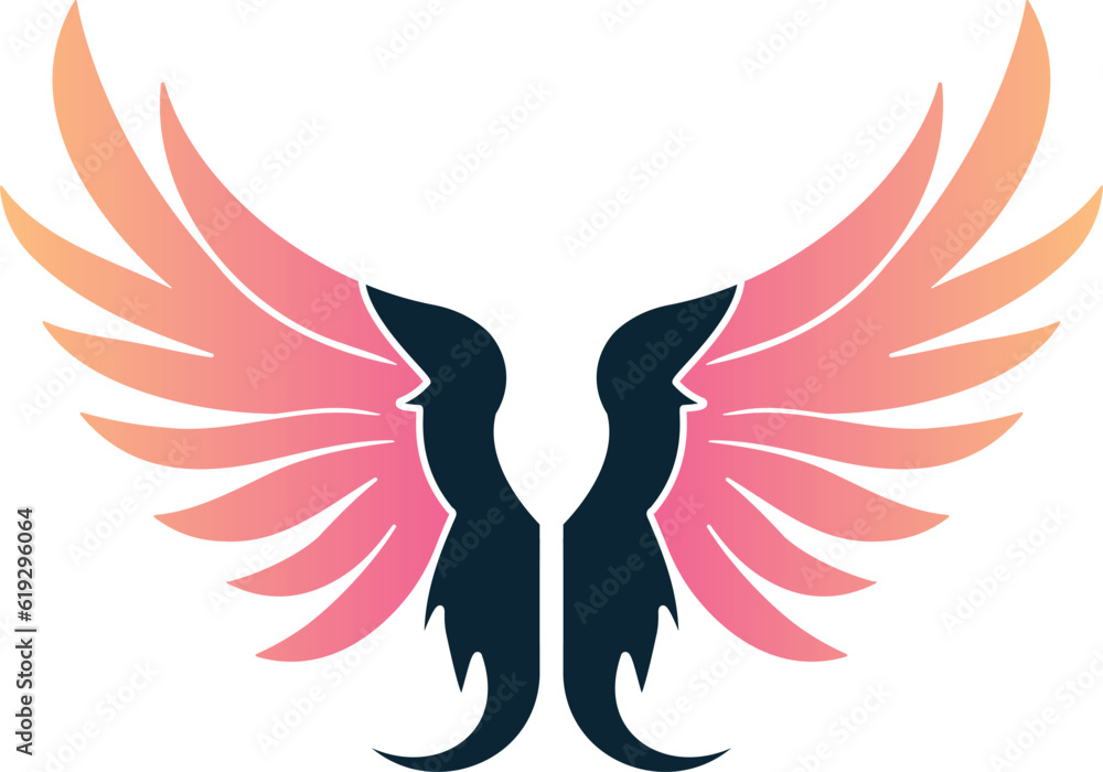 Fototapeta premium angel wings vector logo colorful gradient design